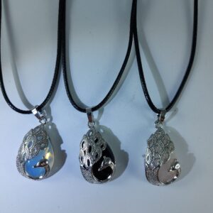 Amethyst Teardrop Necklace with Peacock setting