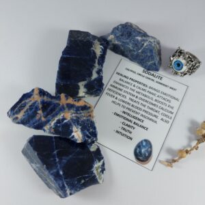 Sodalite pieces, polished one side, other sides natural rough