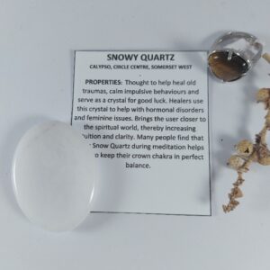 Snowy Quartz Worry stone, 4.5cm long