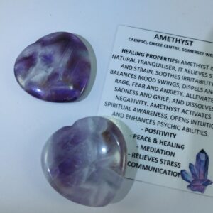 Amethyst worry stone heart