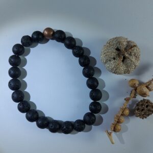 Lavastone stretch bracelet, black, 6mm round beads