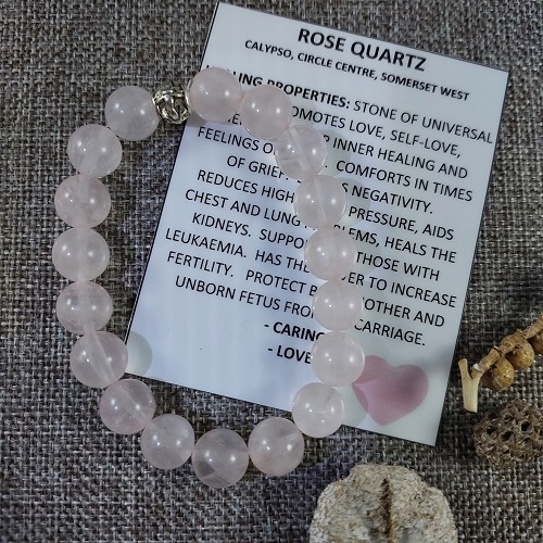 Rose quartz bracelet with 10mm beads, stretchy
