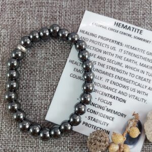Hematite bracelet with 8mm beads, stretchy