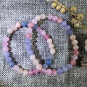 Lilac and Pink Mountain jade bracelet with 6mm beads