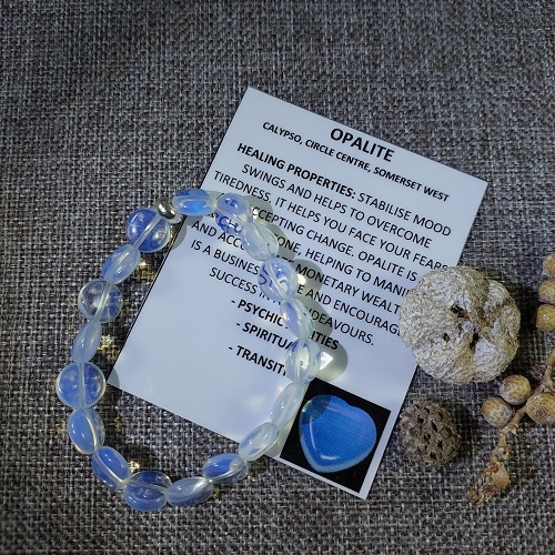 Opalite round disks stretch bracelet