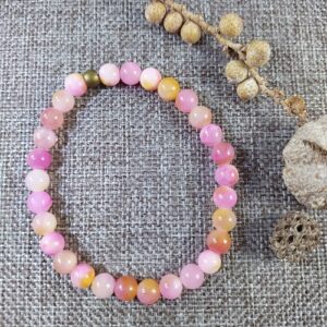 Mountain jade Apricot dyed 6mm round stretch bracelet