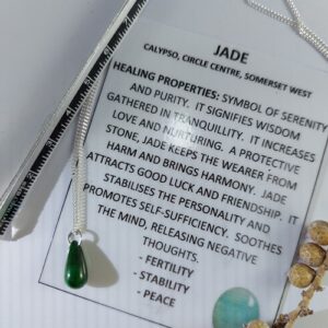 Jade teardrop (nephrite) 1.5cm pendant necklace on woven cord