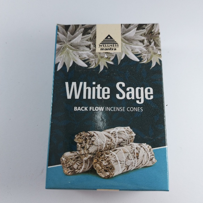 White Sage Backflow Incense Cones, Wellness Mantra