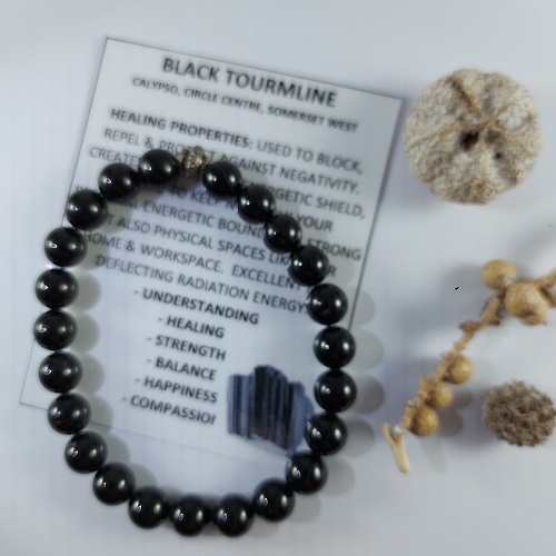 Black Tourmaline stretch bracelet, 8mm beads