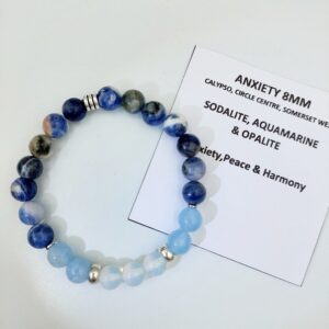 Anxiety bracelet with Sodalite, Aquamarine and Opalite, 8mm