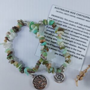 Chrysoprase Chip bracelet with charm