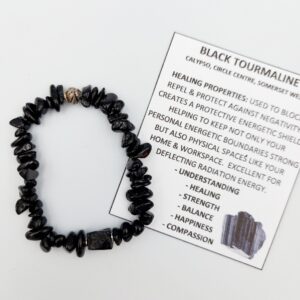 Black tourmaline chip bracelet with a centre piece of tourmaline