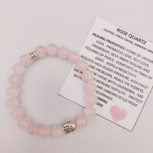Rose Quartz Buddha bracelet 8mm