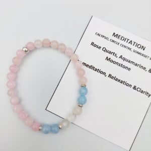 Meditation bracelet Rose Quartz, Aquamarine & Moonstone 6mm