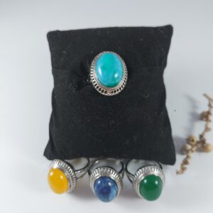 Oval Ring with Green Jade, Turquenite, Sodalite, Yellow mountain jade, Rose Quartz or Aventurine