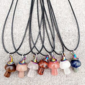 Gemstone mushroom with witch's hat necklace