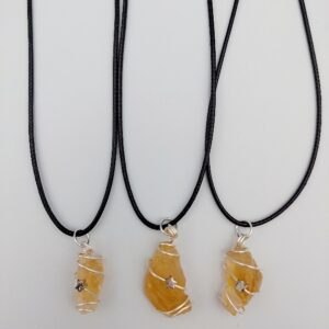 Raw Citrine with a star wrap pendant necklace