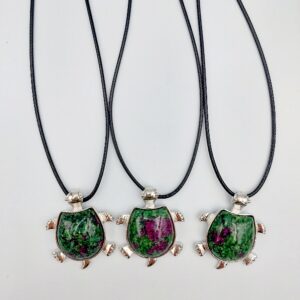 Ruby Fuchsite Turtle necklace