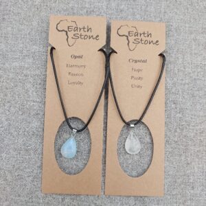 Gemstone teardrop necklace Opalite or Clear Quartz