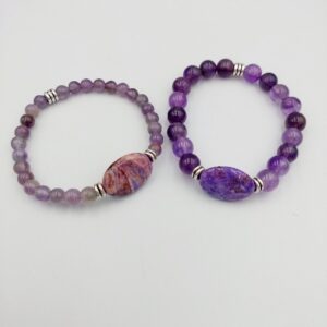 Amethyst and Agate bracelet 8mm beads