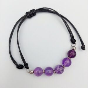 Amethyst bracelet with waxcord