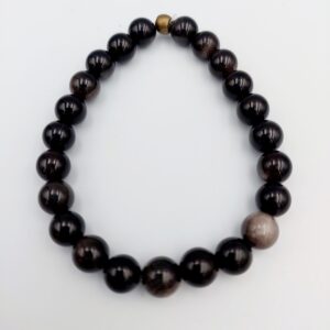 Bracelet Silver Sheen Obsidian 8mm beads
