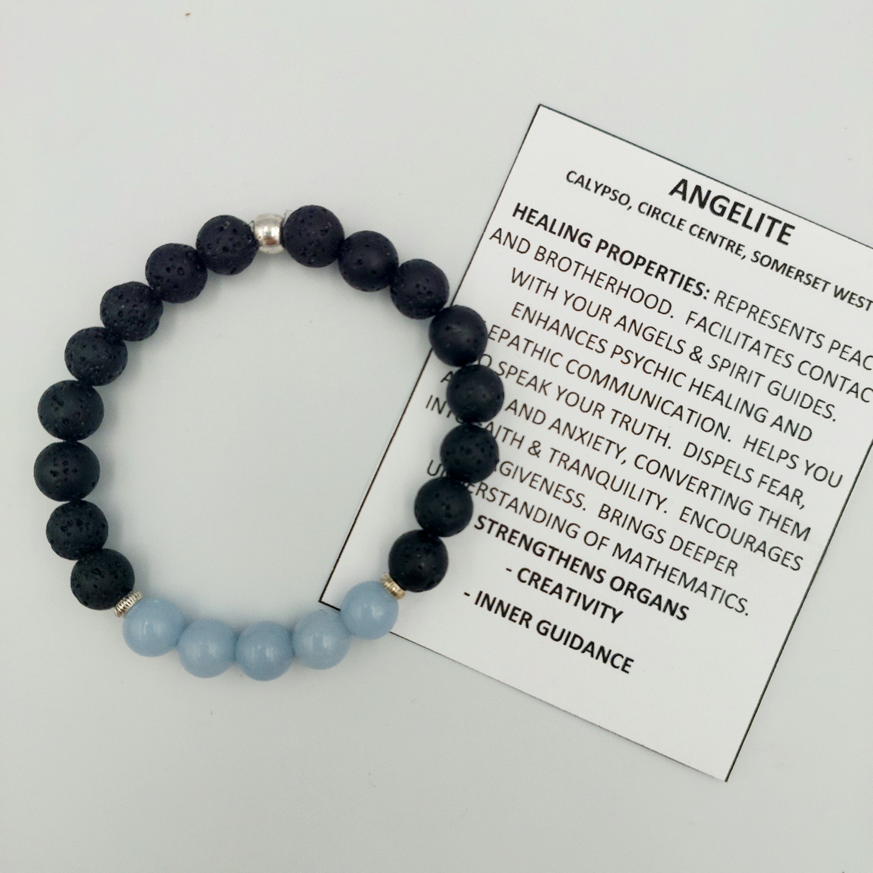 Angelite 8mm with Lavastone Bracelet