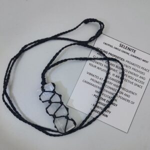 Selenite Wax cord Wrap Necklace