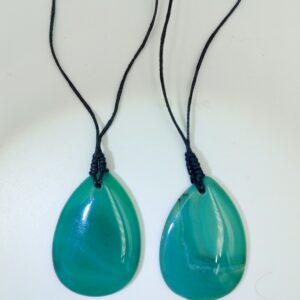 Agate Teardrop Necklace Green