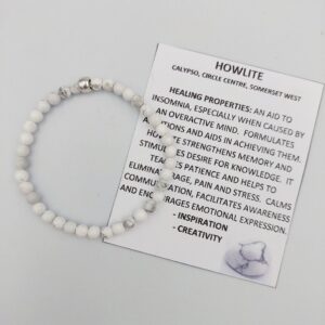 White Howlite bracelet with 4mm beads, A grade