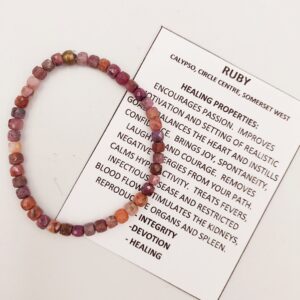 Ruby Bracelet with 5mm square beads