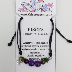 Pisces Zodiac Birthstone Bracelet with Amethyst, Jade and Bloodstone