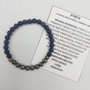 Pyrite and Lavastone bracelet 6mm beads