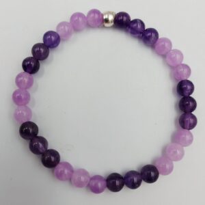 Amethyst and Purple Mountain Jade Bracelet with 6mm beads