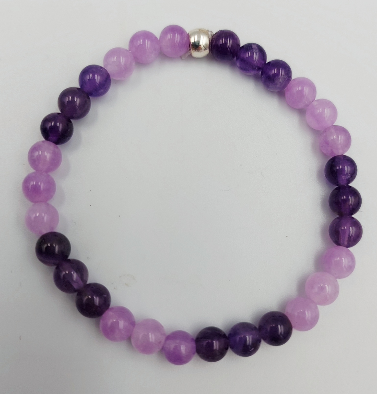 Amethyst and Purple Mountain Jade Bracelet with 6mm beads