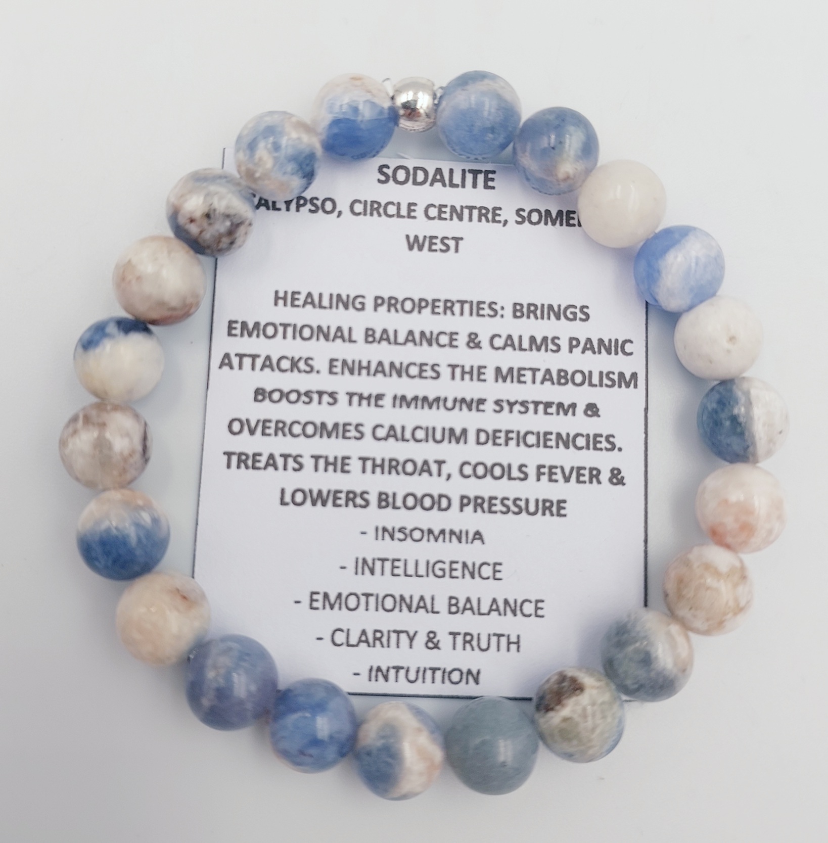 Light Blue Spot Jasper Bracelet, 8mm beads