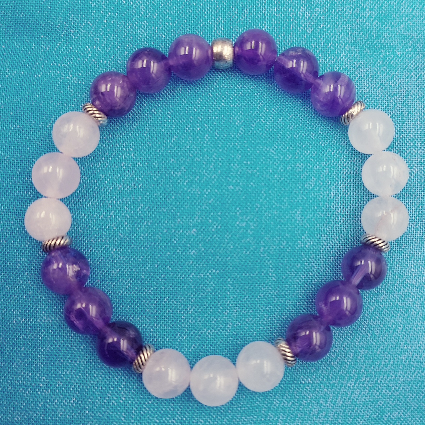 Amethyst and Rose Quartz Bracelet with 8mm beads
