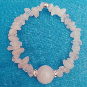 Rose Quartz Chip Bracelet with a 10mm Rose Quartz bead