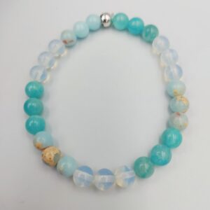 Amazonite, Opalite and Agalmatolite Bracelet, 6mm beads