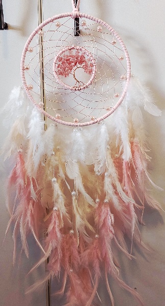 Pink & White Dream Catcher with Cherry Quartz
