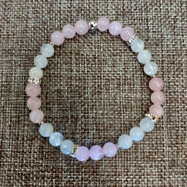 Moonstone and Rose Quartz Bracelet with 6mm beads