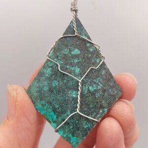 Raw African Turquoise Wrapped Pendant