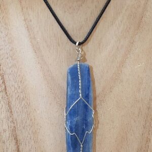 Blue Kyanite Blade Wrapped Necklace