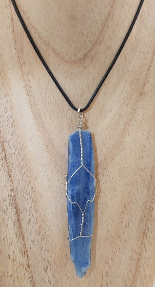Blue Kyanite Blade Wrapped Necklace