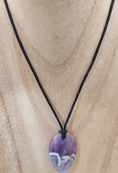 Chevron Amethyst Leaf shaped necklace