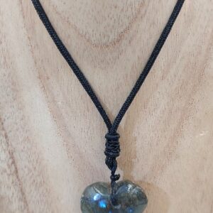 Labradorite Puff Heart Necklace