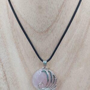 Rose Quartz round Peacock Necklace
