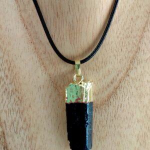 Raw Black Tourmaline in Gold colour metal setting