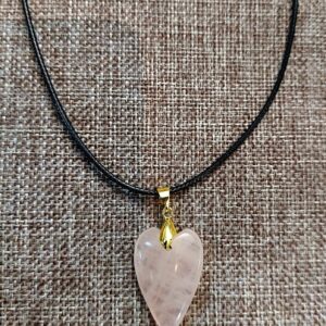 Rose Quartz Long Heart Necklace