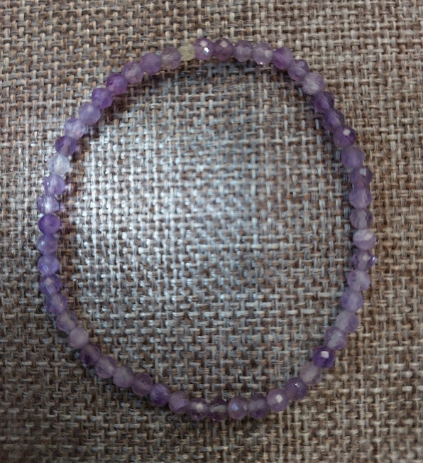 Dainty Amethyst Bracelet with 3mm Faceted Beads